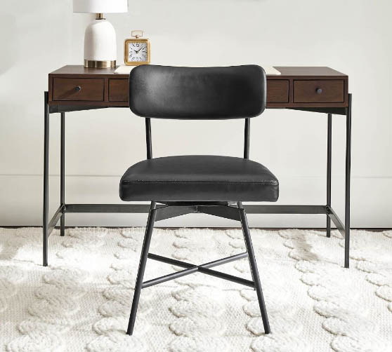 Pottery Barn Maison Leather Swivel Desk Chair Vintage Midnight Leather best desk chairs