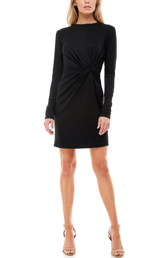 Socialite Long Sleeve Twist Body-Con Dress Black best long sleeve black dresses