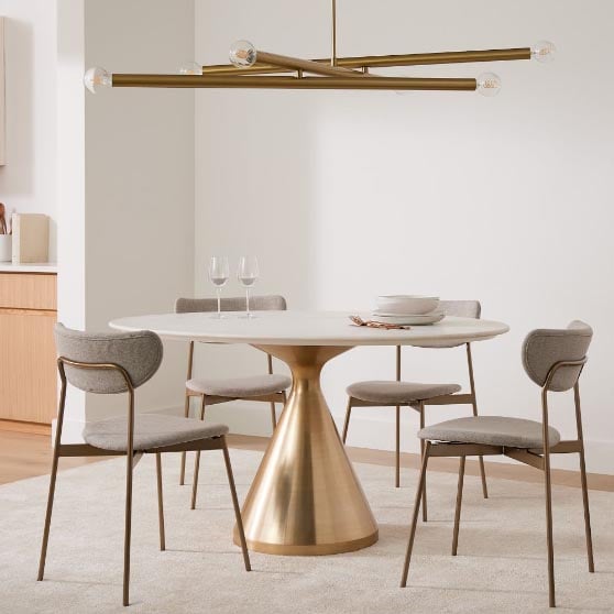 West Elm Silhouette Pedestal Round Dining Table - White Marble round dining tables