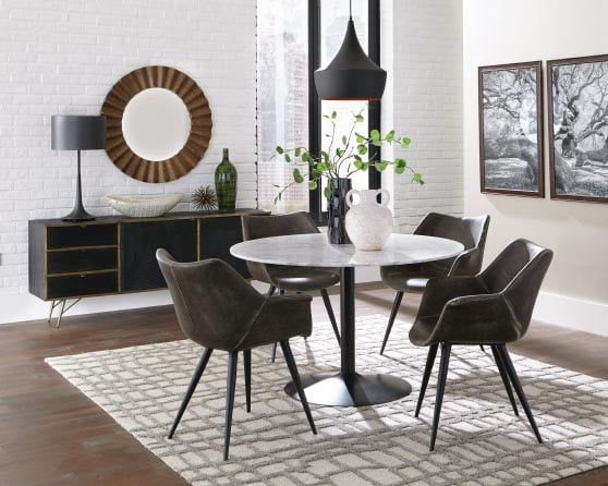 Wrought Studios Martahus 48'' Pedestal Dining Table best round modern marble dining tables