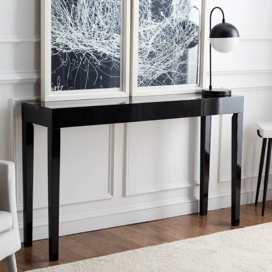 Brayden Studio Kadyn 51.2'' Console Table Black lacquer console tables