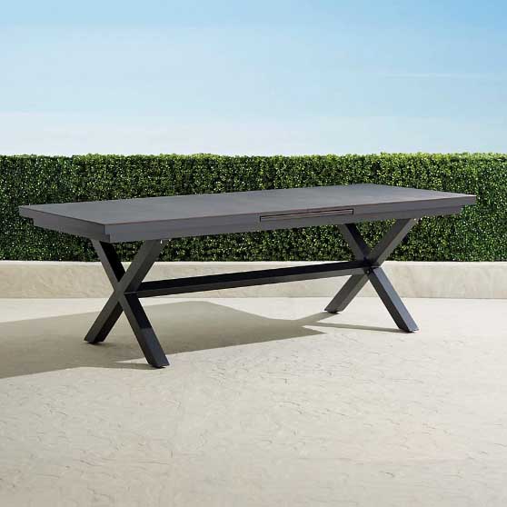 Frontgate Hartley Aluminum Expandable Dining Table best outdoor metal dining tables