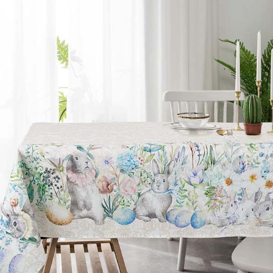 Gephbow Easter Bunny Spring Floral Tablecloth best easter tablecloths