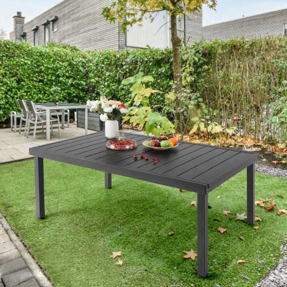 Lark Manor Mcgahan Metal 8 - Person Dining Table Black best outdoor metal dining tables