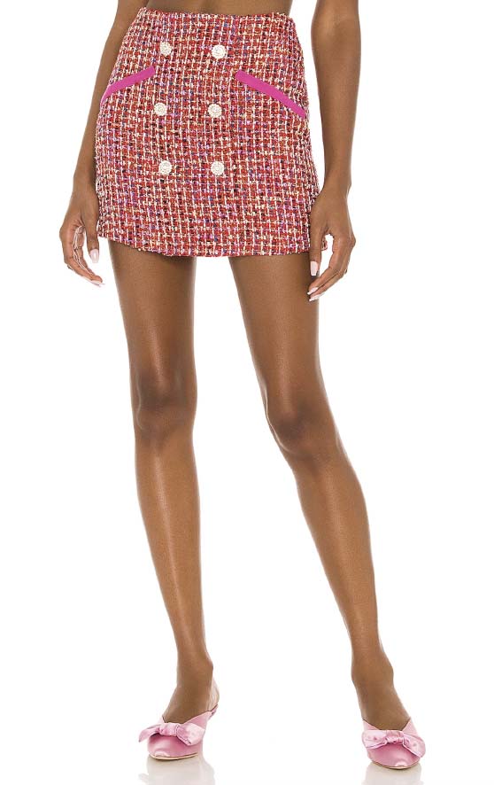 Lovers and Friends Nadja Mini Skirt Pink Red tweed skirts