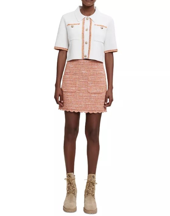 Maje Jimoda Tweed Skirt Orange best tweed skirts
