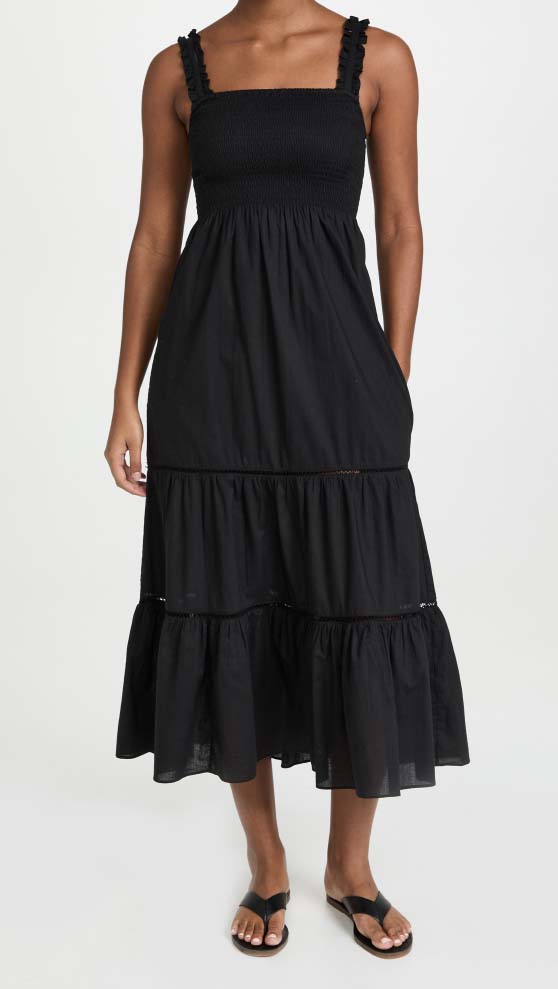 Playa Lucila Smocked Dress Black best smocked midi dresses