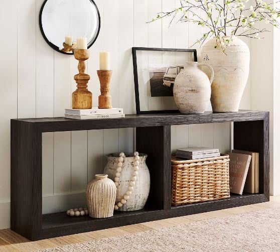 Pottery Barn Folsom 84" Grand Console Table Charcoal best black console tables
