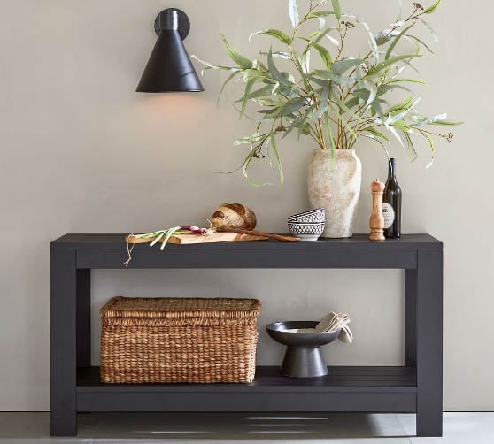 Pottery Barn Malibu 60" Metal Console Table, Black best black console tables