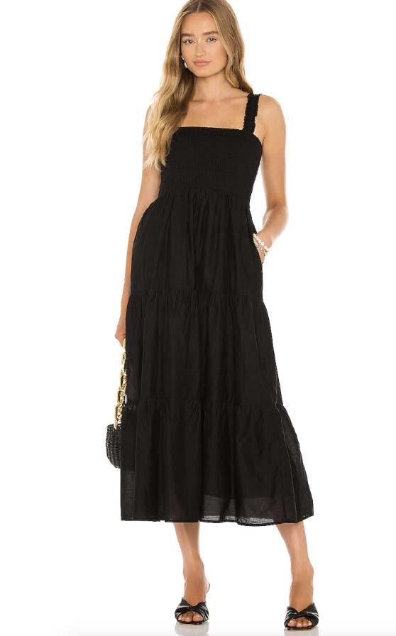 Seafolly Beach House Dress Black best sleeveless smocked midi dresses pockets