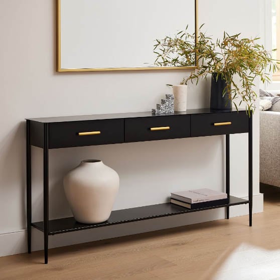 West Elm Metalwork Console Best black console tables gold hardware