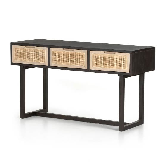 West Elm Modern Rattan Console Black console tables