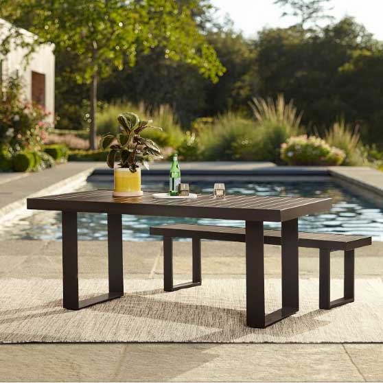West Elm Portside Aluminum Outdoor Dining Table Antique Bronze outdoor metal dining tables