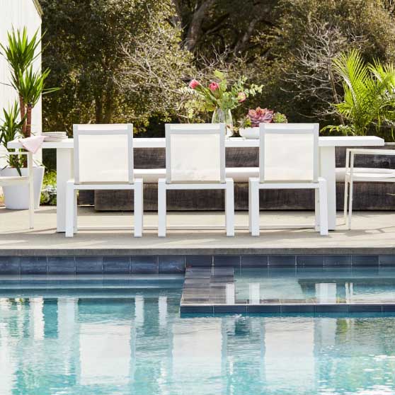 Williams Sonoma Home Santa Barbara Outdoor Rectangular 124" Dining Table White best outdoor metal dining tables