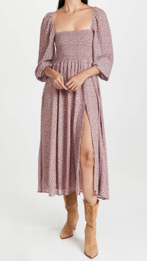 o.p.t Classic Smocked Maxi Dress Salmon best smocked midi dresses