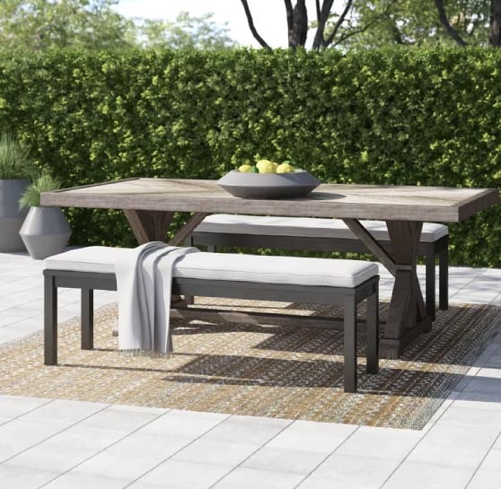 Beachcrest Home Danny Stone:Concrete 8 - Person Dining Table best concrete outdoor dining tables