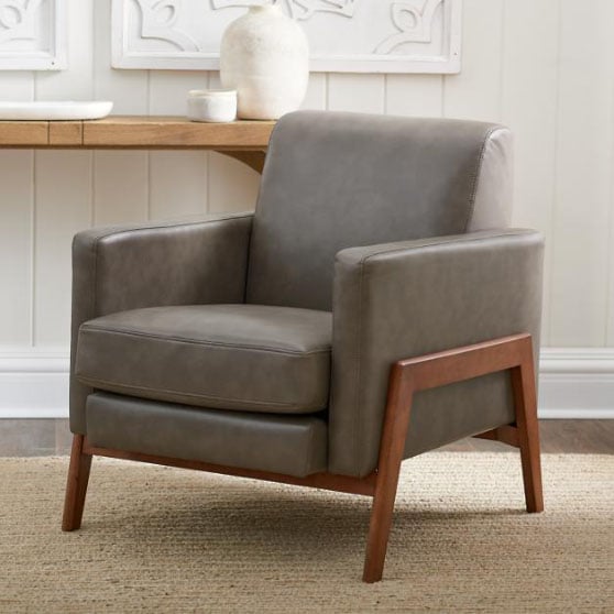 Grandin Road Everett Chair Smoke Gray best modern leather armchairs