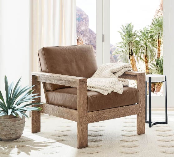 Pottery Barn Malibu Leather Accent Chair best modern leather armchairs