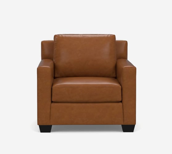 Pottery Barn York Square Arm Leather Armchair best modern leather armchairs