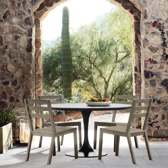 Williams Sonoma Tulip Outdoor Concrete Round Dining Table best outdoor dining tables concrete