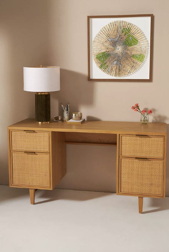 Anthropologie Wallace Cane and Oak Desk best cane desks