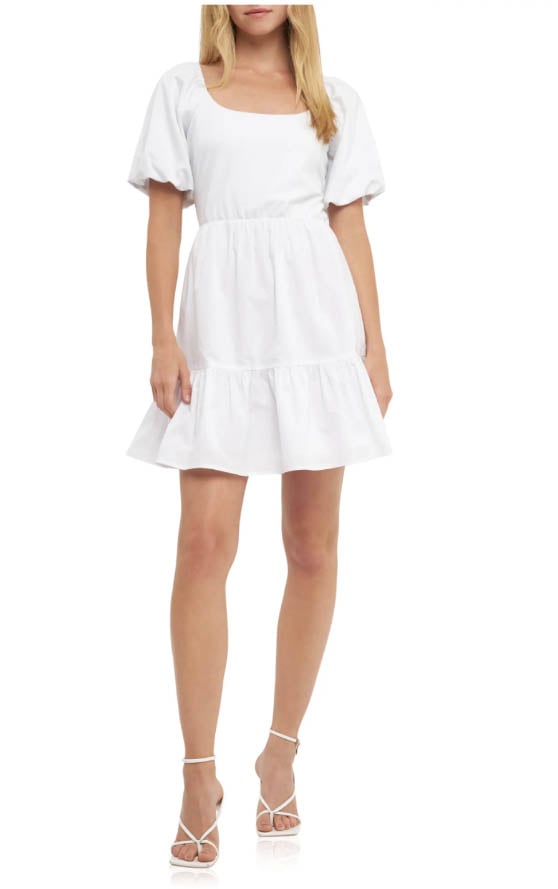 English Factory Mix Media Puff Sleeve Minidress White best puff sleeve mini dresses