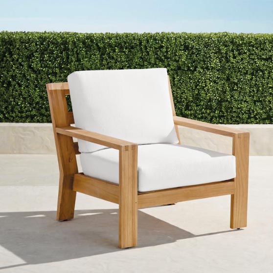 Frontgate Calhoun Lounge Chair with Cushions in Natural Teak chairs outdoor patio