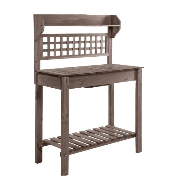 Gracie Oaks Estefano Wood Garden Fir Potting Bench Brown best potting stations