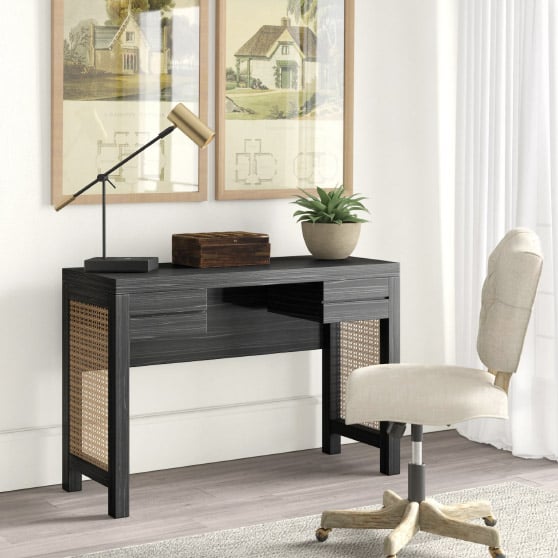 Greyleigh Navarro Desk with Built in Outlets Black best cane desks