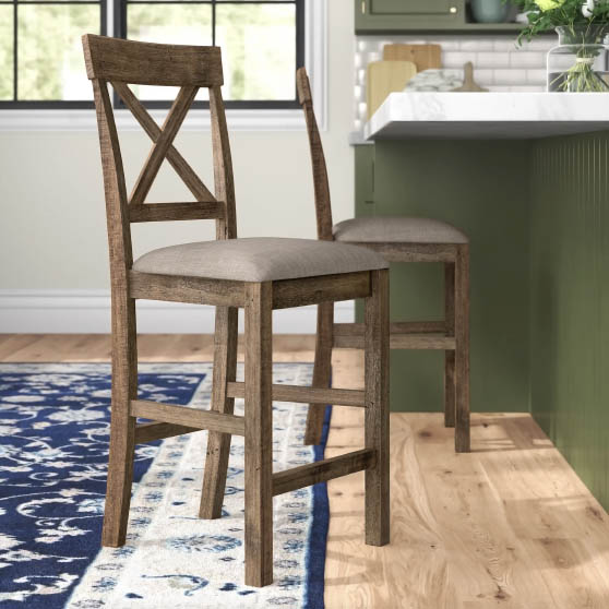 Laurel Foundry Modern Farmhouse Haigh 26" Counter Stool (Set of 2) best rustic counter stools coastal
