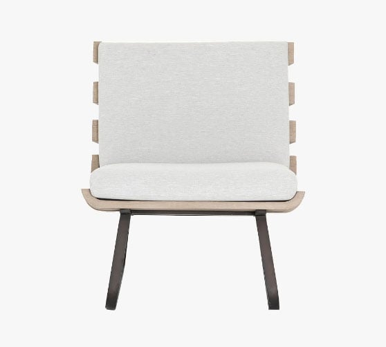 Pottery Barn Marjane FSC® Teak Lounge Chair Stone Gray best outdoor teak chairs armless