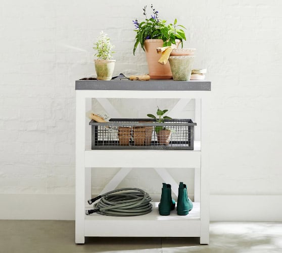 Pottery Barn Parker Potting Station White Iron best potting stations