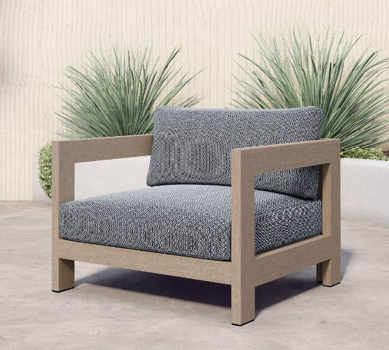 Pottery Barn Roseville FSC® Teak Lounge Chair Washed Brown Faye Ash best outdoor teak chairs