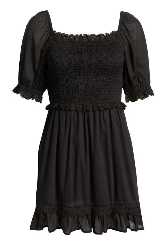 Topshop Smocked Modal Mini Dress Black best puff sleeve mini dresses