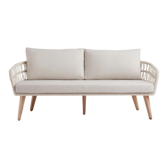 World Market Antique White Woven Rope Nevis Outdoor Bench best outdoor rope sofas