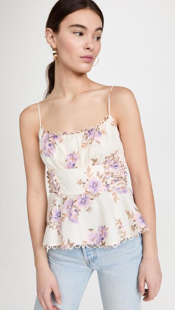 Zimmermann Rosa Peplum Top Lilac Rose best floral print tops