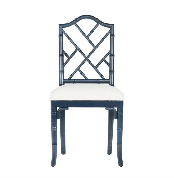 BD Studio II Fairfield Chippendale Bamboo Dining Chair Navy Blue best chinese chippendale chairs