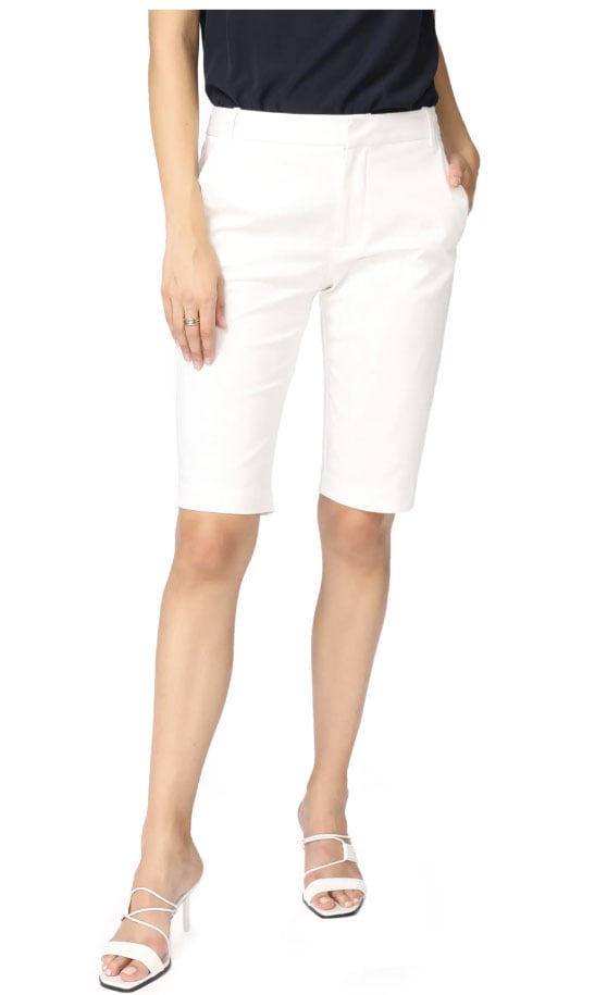 Court & Rowe Stretch Cotton Twill Bermuda Shorts Ultra White shorts