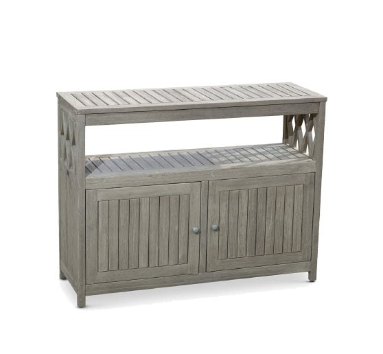 DTY Outdoor Living Longs Peak Eucalyptus Sideboard, Driftwood Gray best rustic outdoor bars