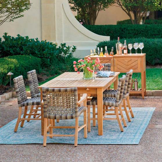 Frontgate Westport Console with Beverage Tub in Teak best rustic outdoor bars dining