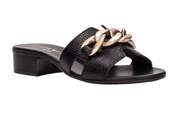 Hispanitas Lola Chain Link Sandal Bolero Black gold chain slide sandals