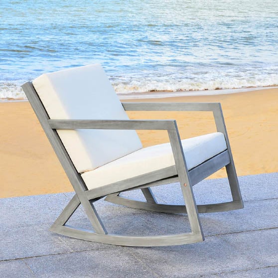Safavieh Outdoor Collection Vernon Rocking Chair Grey Beige best outdoor modern rocking chairs
