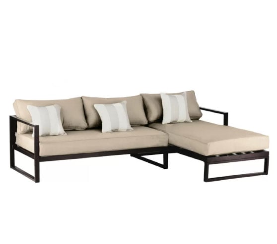 Serta At Home Catalina 98.43'' Wide Outdoor Right Hand Facing Patio Sectional with Cushions Bronze best metal outdoor sectionals