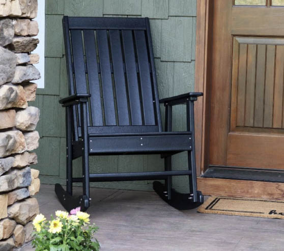 Sunnydaze Outdoor Rustic Comfort HDPE Rocking Chair Black best outdoor modern rocking chairs