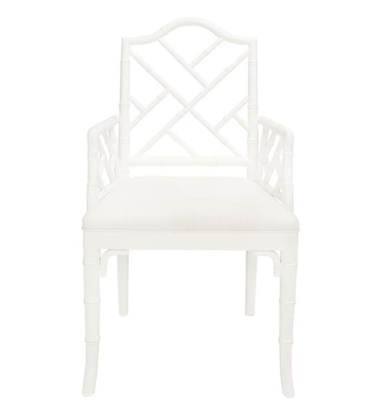 Worlds Away Bristol Linen Cross Back Arm Chair White best chinese chippendale dining chairs