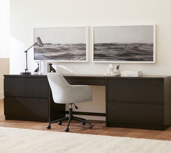 Pottery Barn Pacific Desk with File Cabinets, Warm Black best modern executive desks