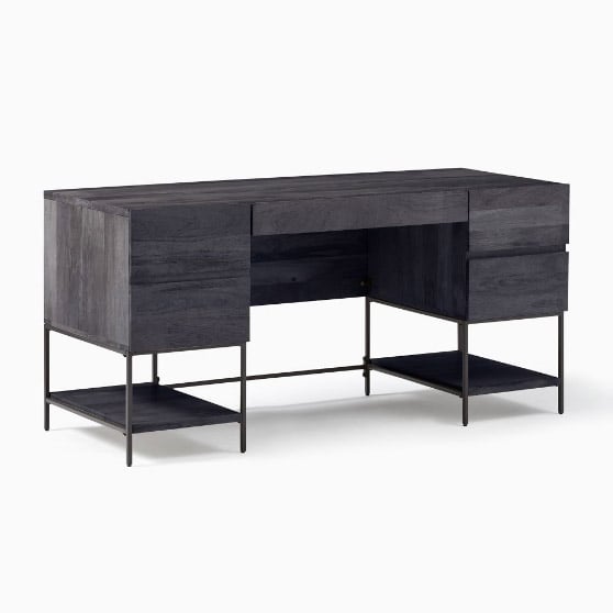 West Elm Industrial Storage Executive Desk Black modern executive desks