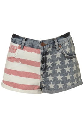 TOPSHOP Petite Flag Print Denim Shorts TOPSHOP Petite Flag Print Denim Shorts