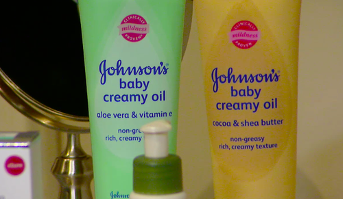Johnson's Baby Cream Oil with Aloe Vera & Vitamin E and Johnson's Baby Creamy Oil with Cocoa & Shea Butter Johnson's Baby Cream Oil with Aloe Vera & Vitamin E and Johnson's Baby Creamy Oil with Cocoa & Shea Butter
