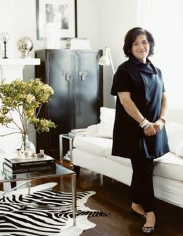 Williams Sonoma Home designer, Monelle Totah's beautiful San Francisco flat adorned with white furniture, a zebra print rug.
